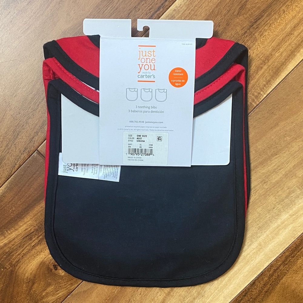 Carter's Red and Black Baby Bib Set - Picture 6 of 7